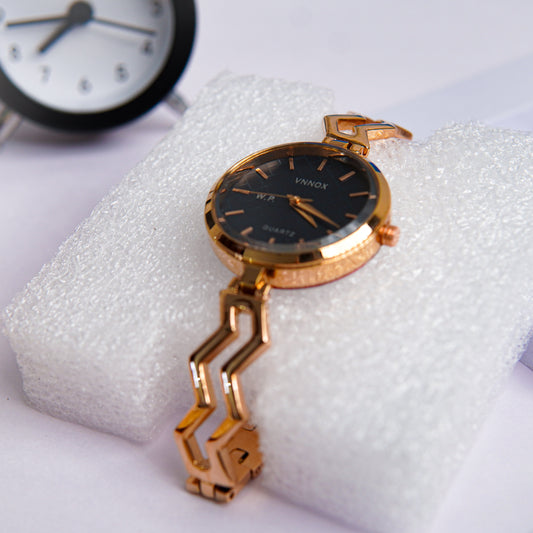 Vnnox Ladies  Golden Black Hand Watch