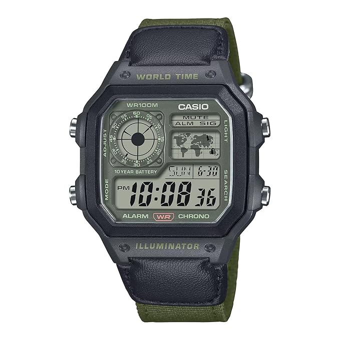 Casio Unisex Analogue Quartz Watch with Strap in AE-1200WHUB-3AVEF, Strap, Strap