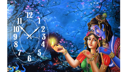 Resin Wall Clock Radha Krishna