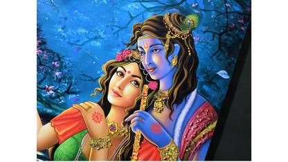 Resin Wall Clock Radha Krishna